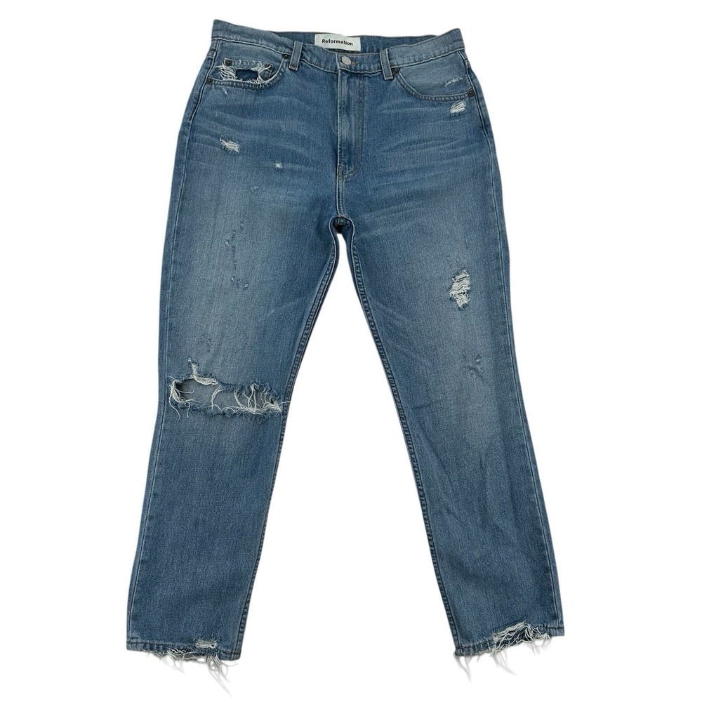 Reformation Julia High Cigarette Jeans Distressed Grunge Revival Denim Womens 30